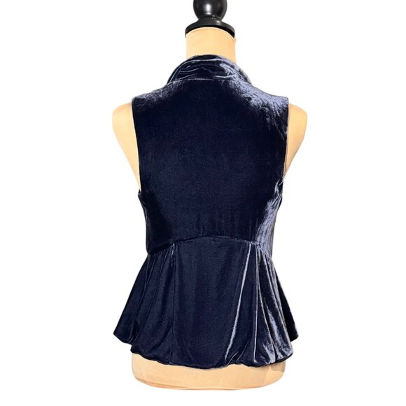Theory Velvet Draped Vest Sz S Blue Peplum Boho Whimsigoth Witchy Artsy - Picture 4 of 15